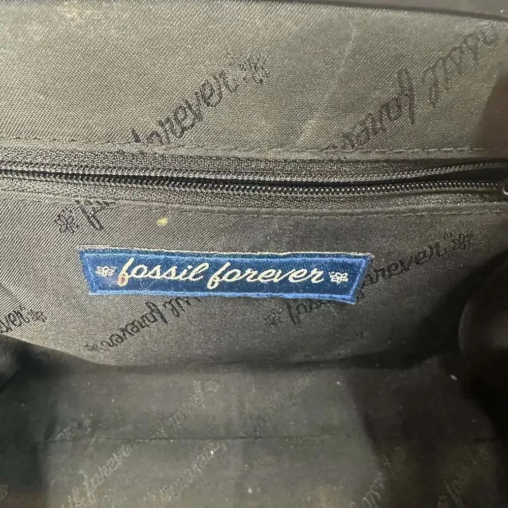 Fossil Forever Vintage Black Leather Kiss-Lock Shoulder Bag - Picture 5 of 10